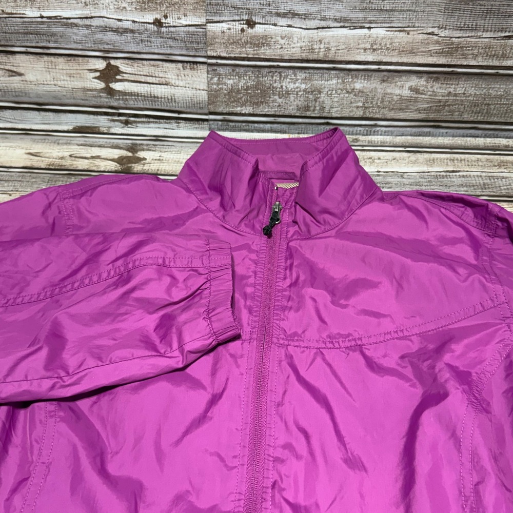 L.L.Bean Windbreaker Jacket Women 1X Purple Full Zip Mesh Lined